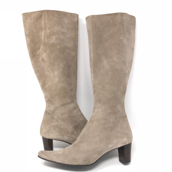 Boden Suede Boots Pointed Toe Knee High Heel ZIP - Picture 4 of 8